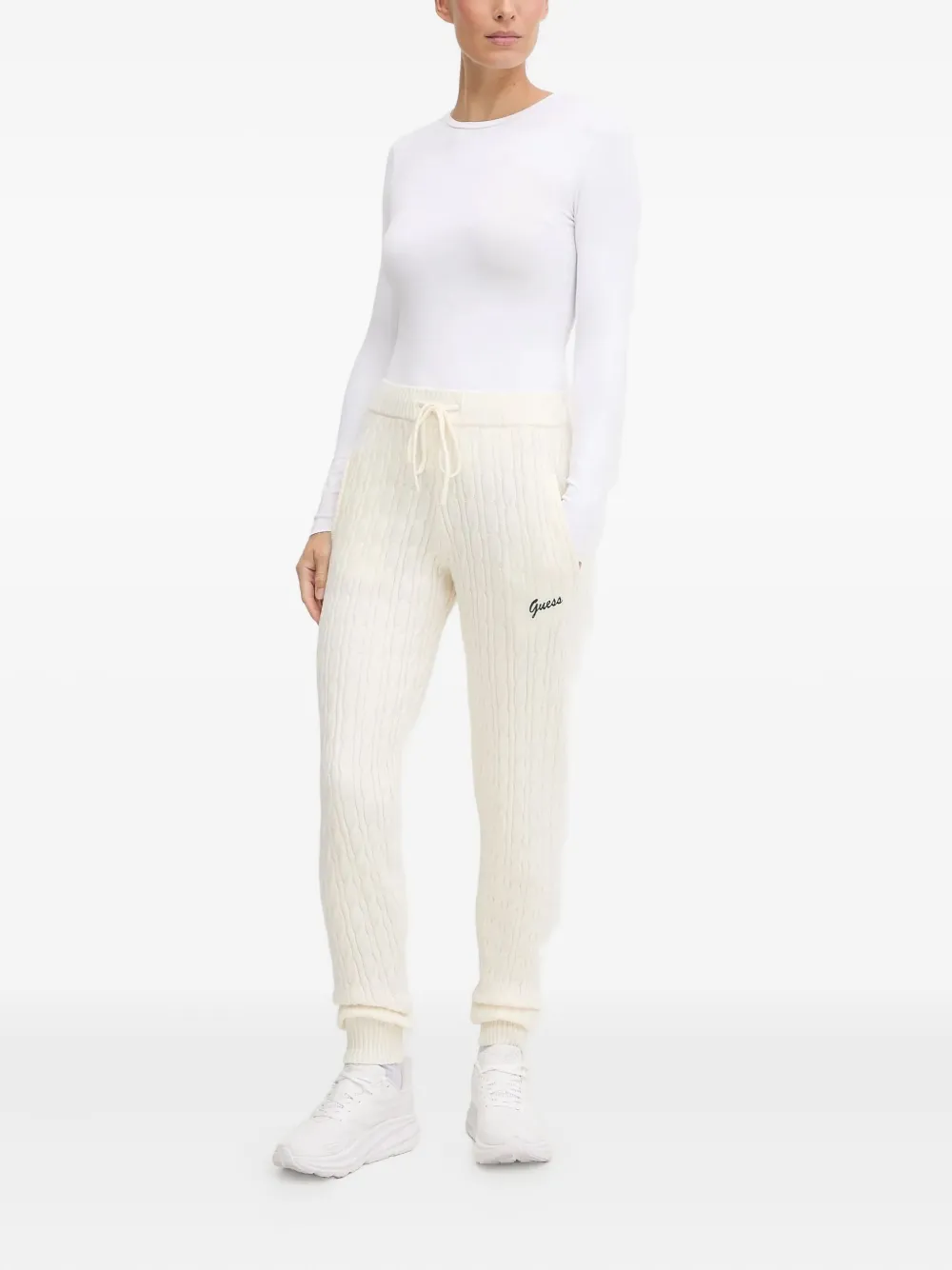 GUESS USA Kabelgebreide trainingsbroek - Beige