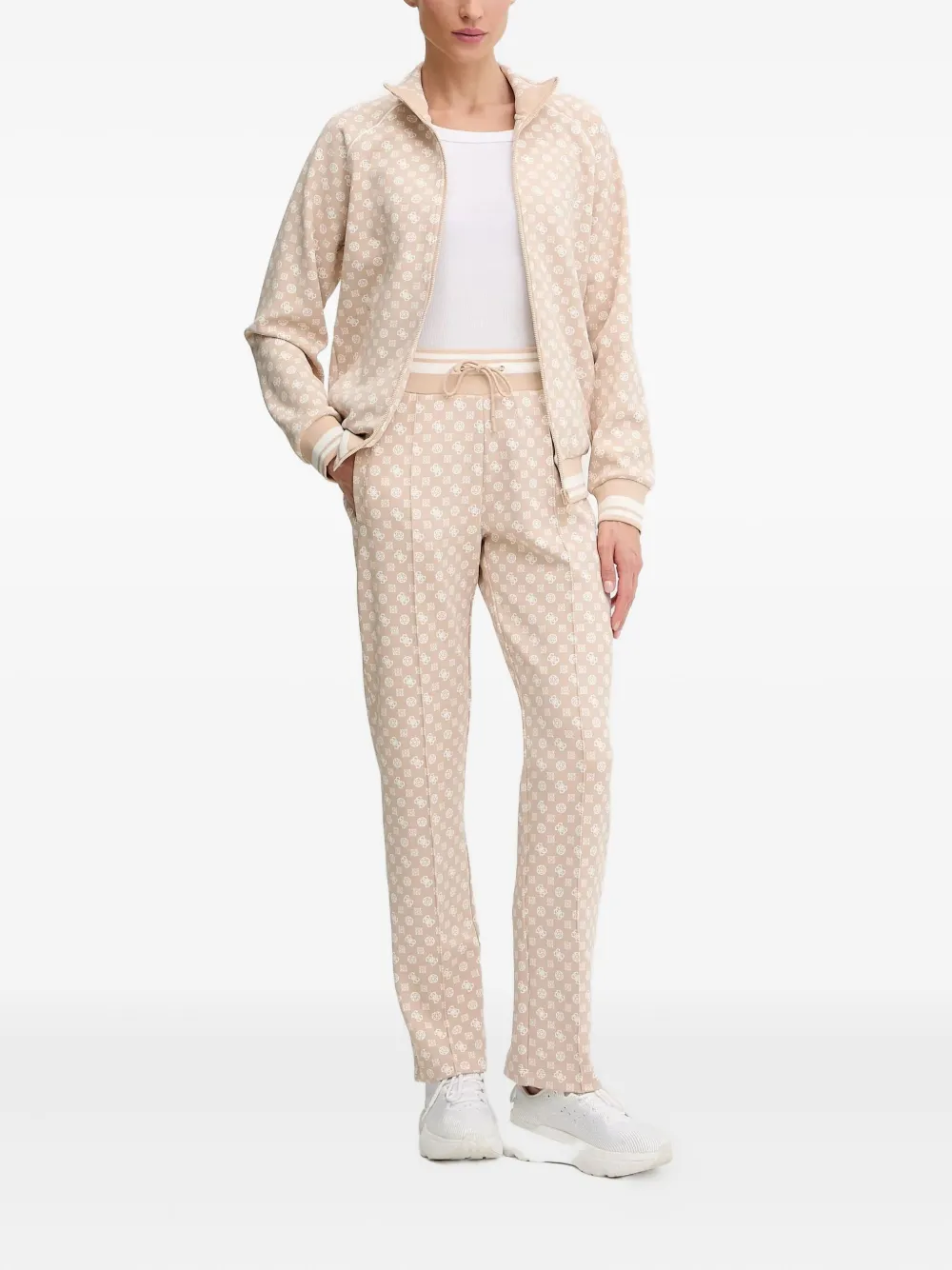 Guess Usa Zip-up Patterned Sweatshirt In Neutral