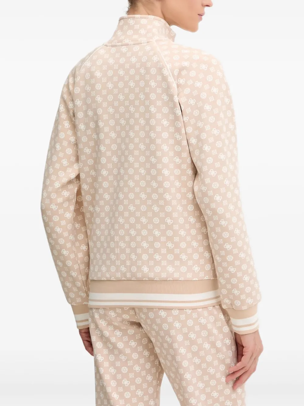  Guess Usa Zip-up Patterned Sweatshirt - Neutrals 