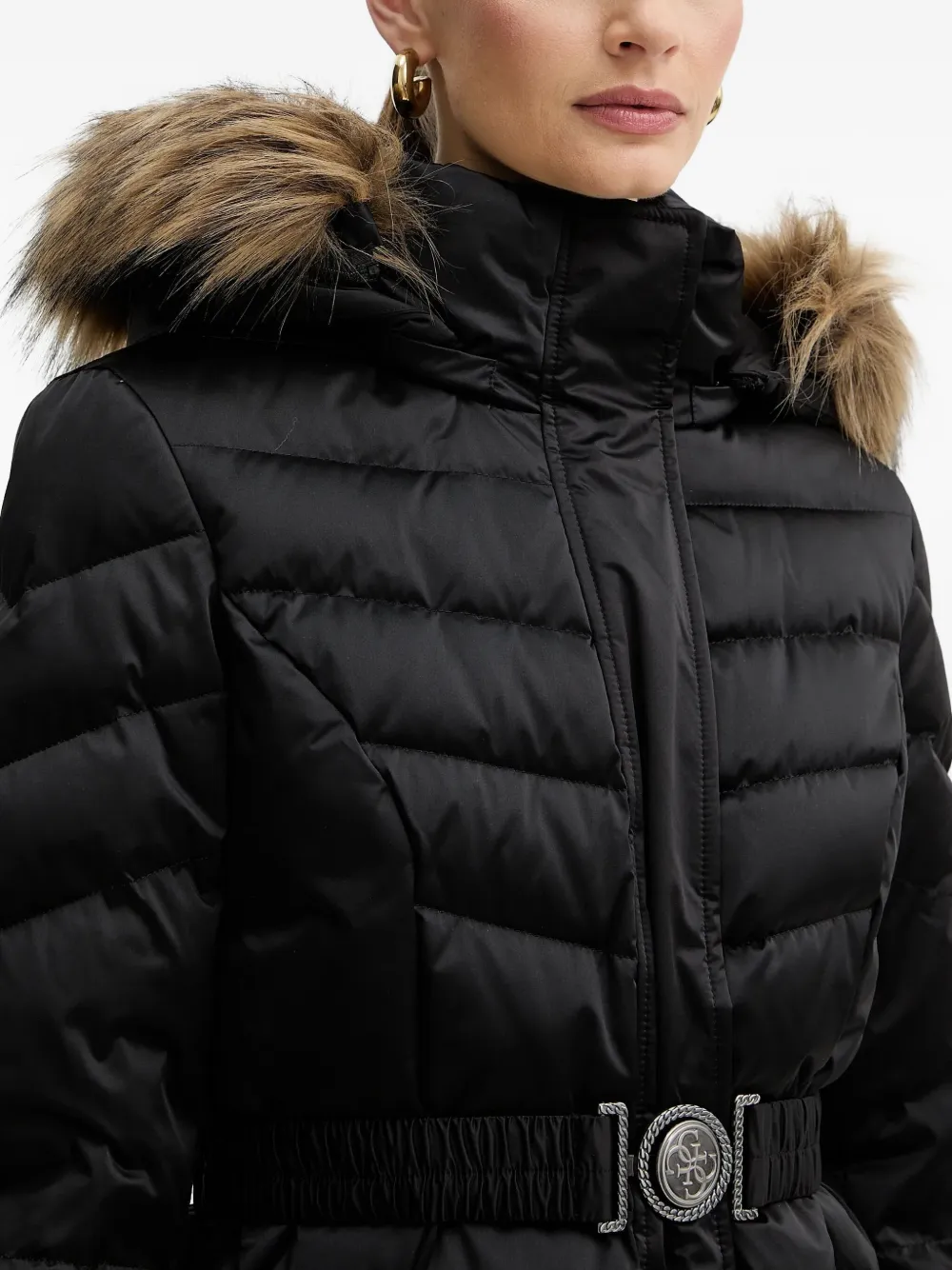 Guess Usa Elasticated-belt Jacket In Black