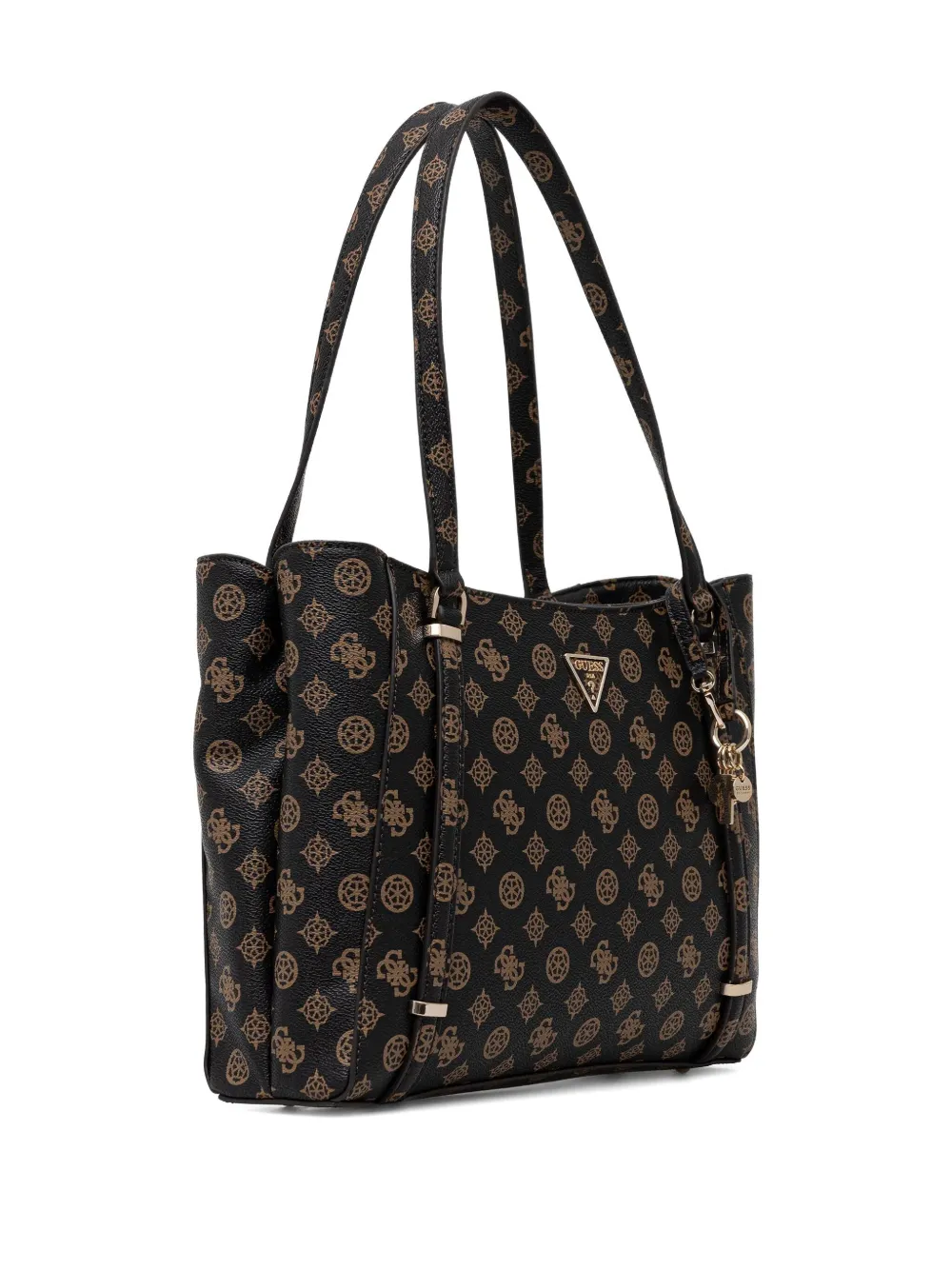 GUESS USA Monogram Charm Tote Bag - Zwart