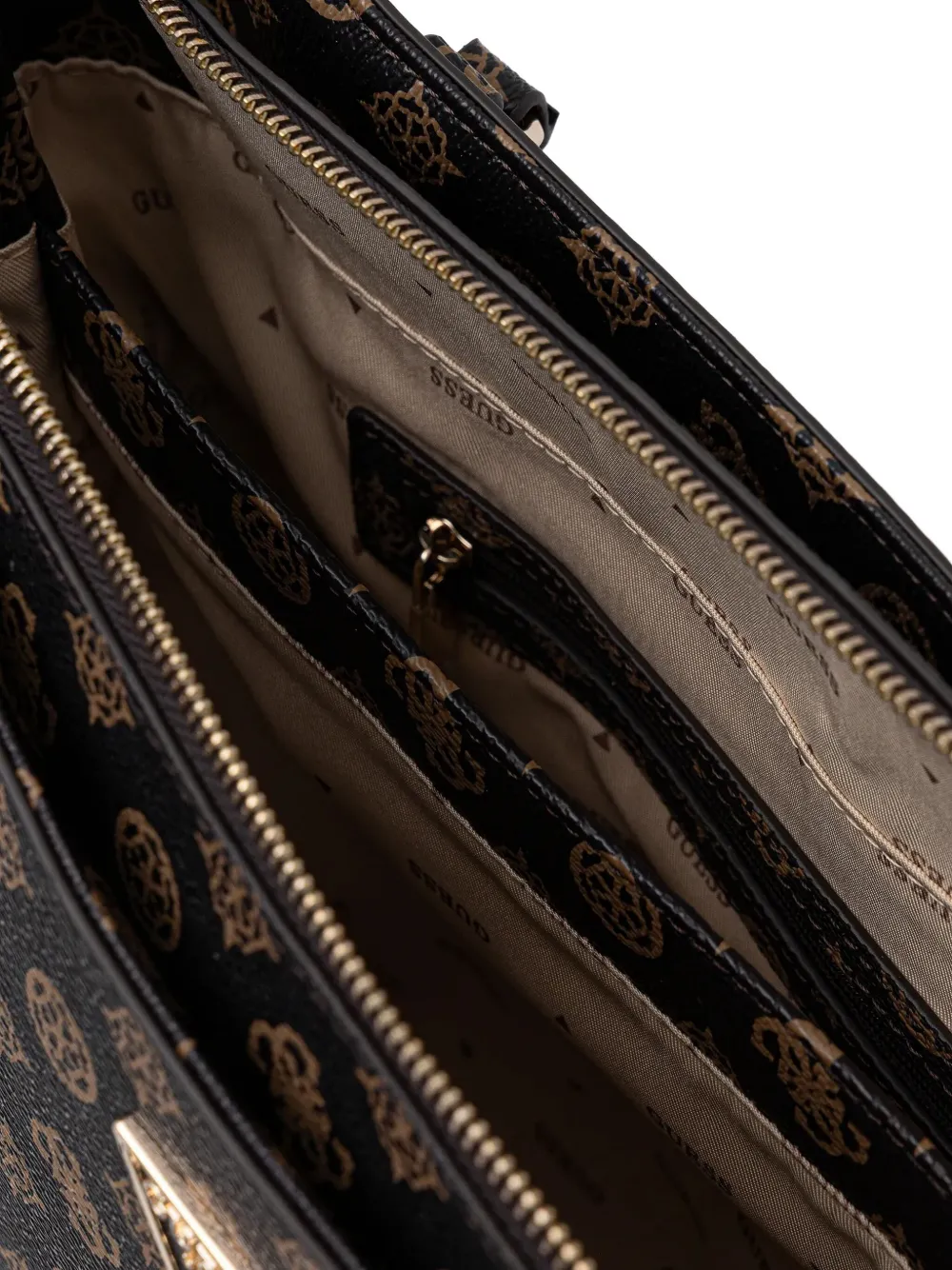 Guess Usa Monogram Charm Tote Bag In Black