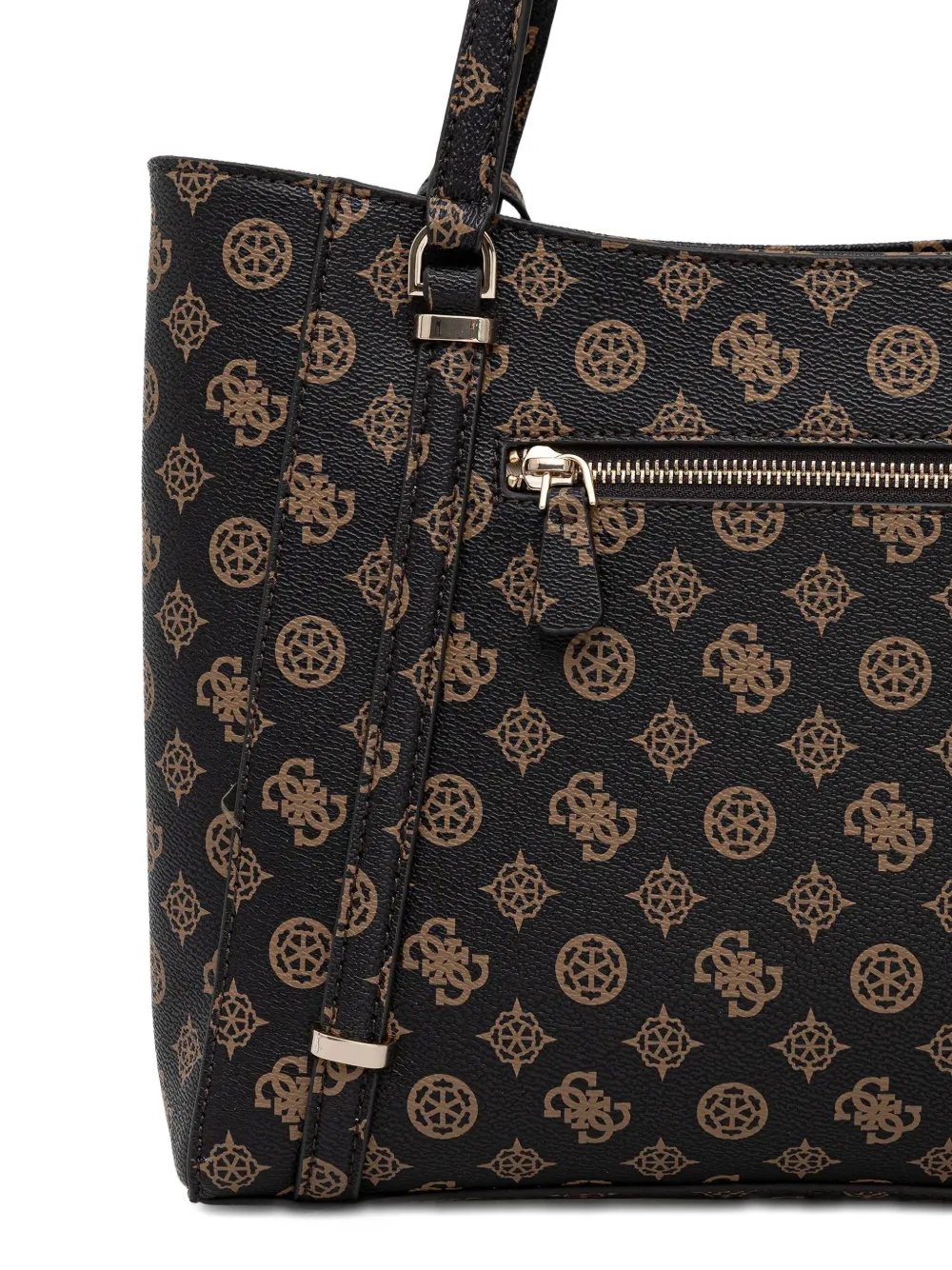 Guess Usa Monogram Charm Tote Bag In Black