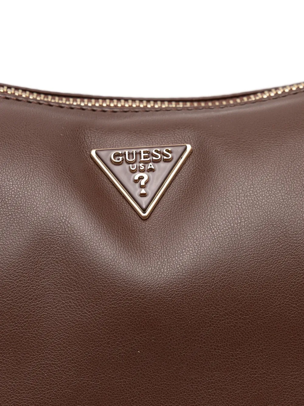 Guess Usa Sunetra Zip Logo-plaque Tote Bag In Brown