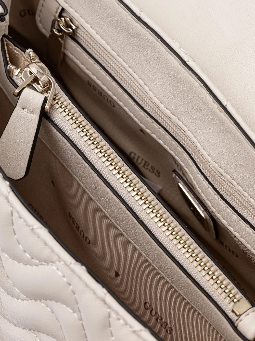 Guess Usa Quilted Chain Shoulder Bag In Neutral