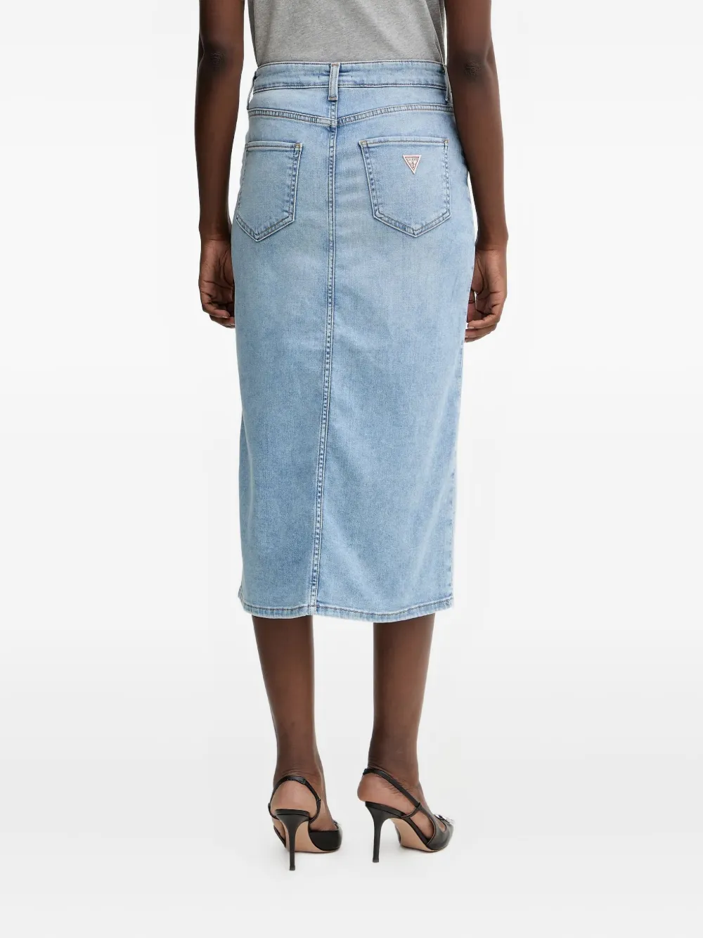 Guess Usa Front-slit Pocket Midi Skirt In Blue