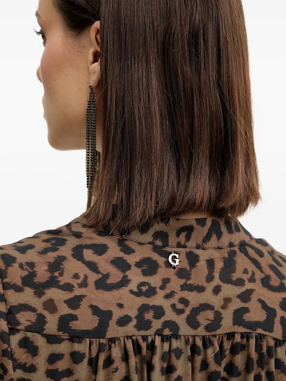 Guess Usa V-neck Animal-print Mini Dress In Brown