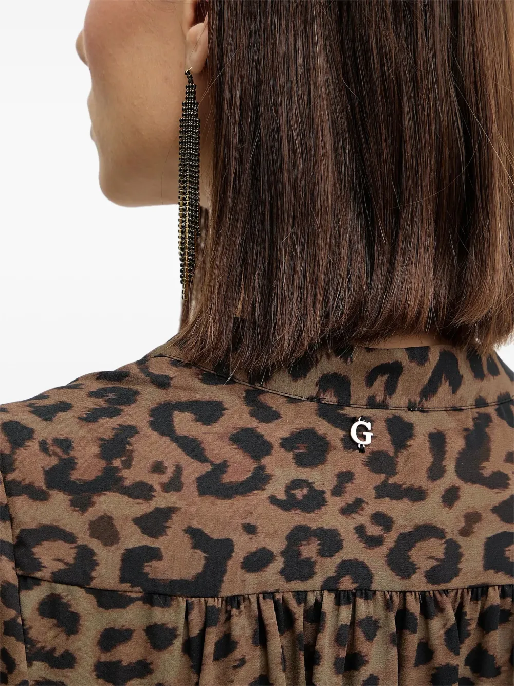 GUESS USA Mini-jurk met dierenprint en V-hals Bruin