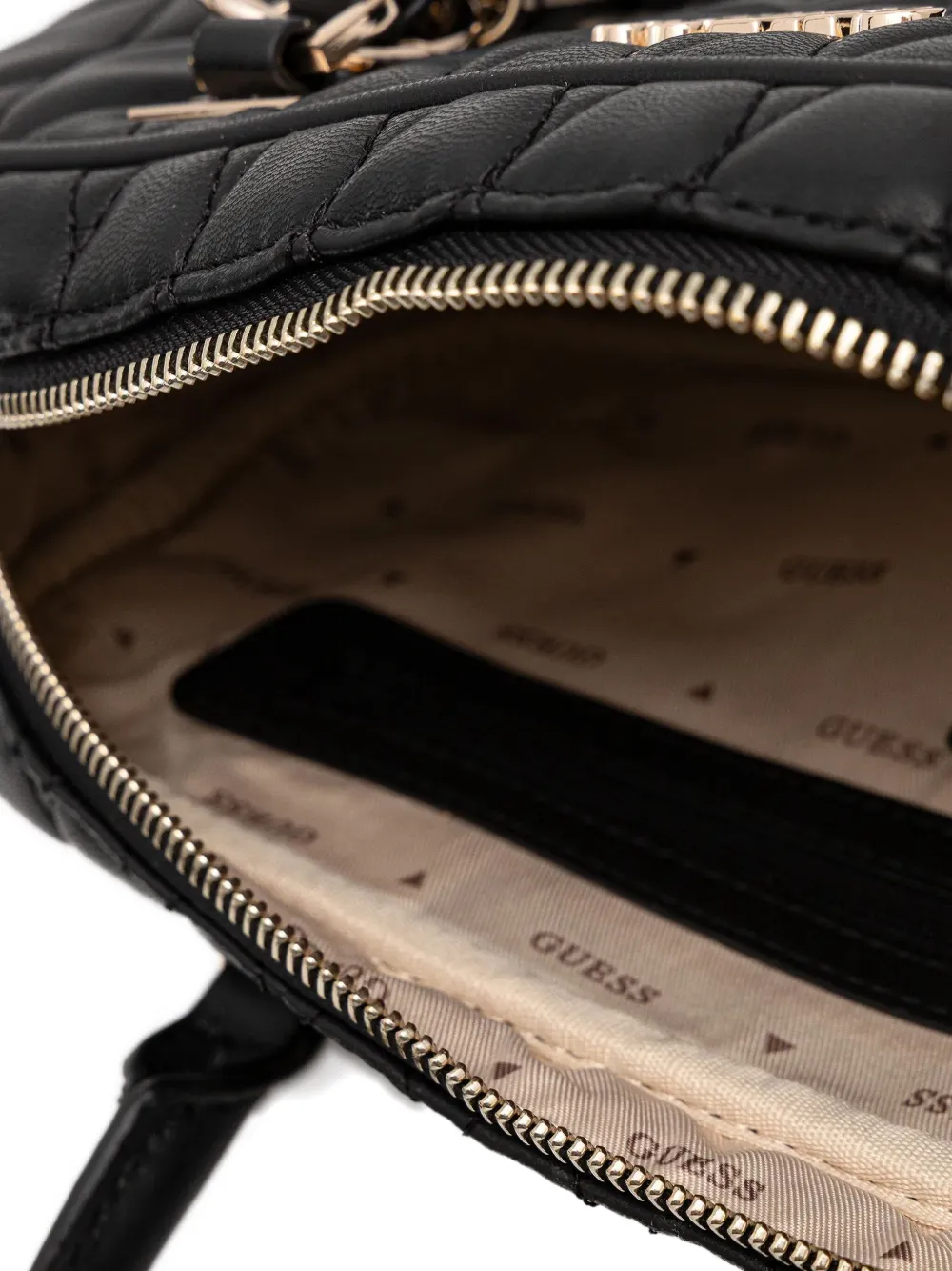 Guess Usa Valla Quilted Charm Tote Bag In Black