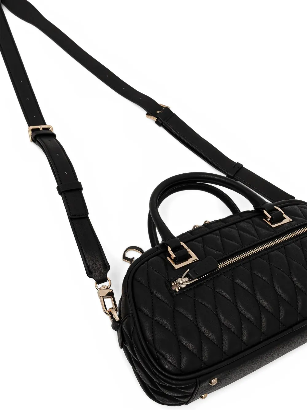 Guess Usa Valla Quilted Charm Tote Bag In Black