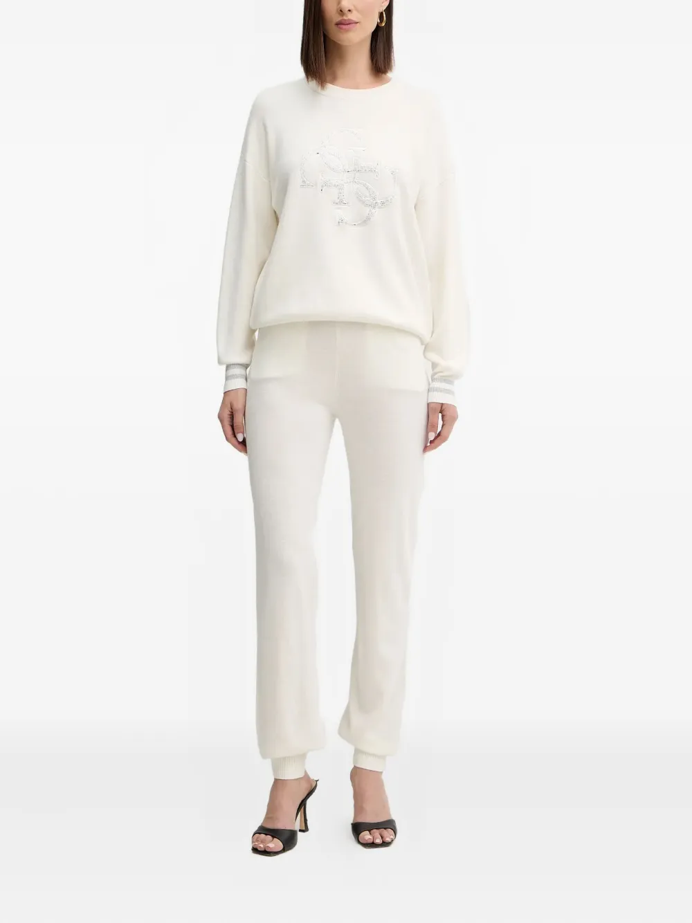 Guess Usa Drawstring Knit Track Pants In Neutral