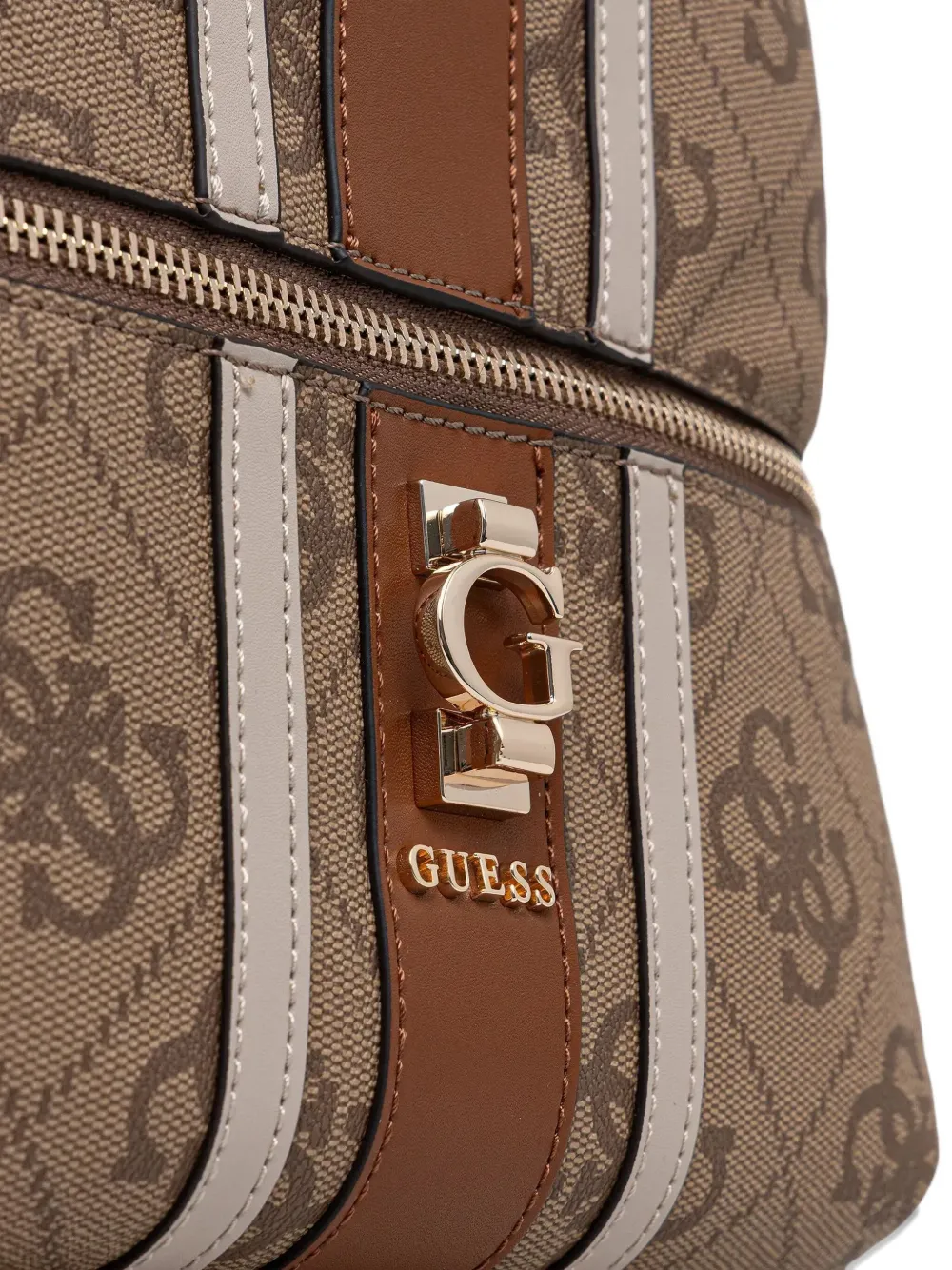 Guess Usa Erenia Logo-plaque Patterned Backpack In Neutral