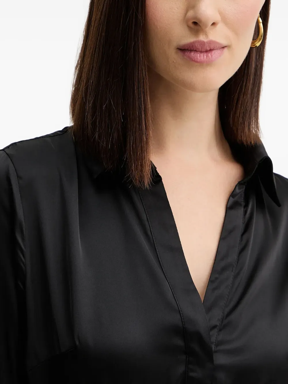 Guess Usa Long-sleeve V-neck Mini Dress In Black