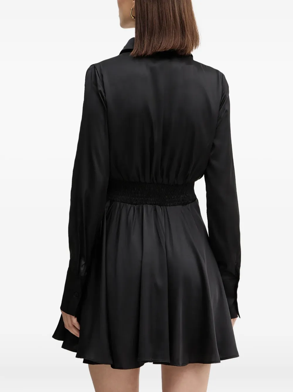 Guess Usa Long-sleeve V-neck Mini Dress In Black