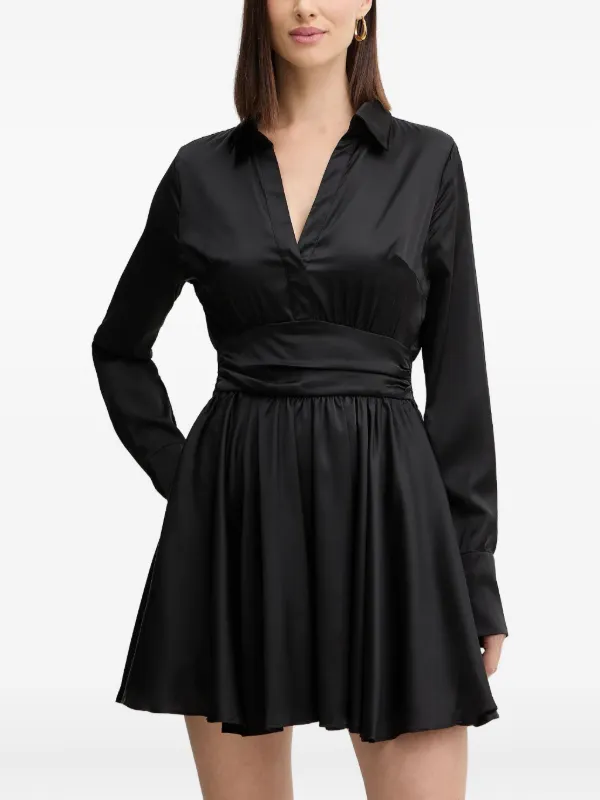 GUESS USA long-sleeve V-neck Mini Dress | Black | FARFETCH GE