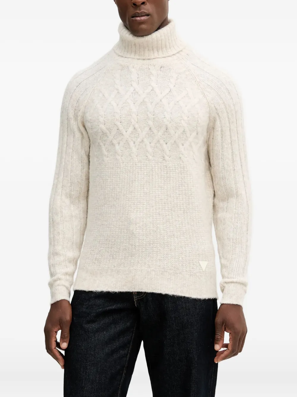 GUESS USA cable-knit roll-neck sweater | Neutrals | Image 1