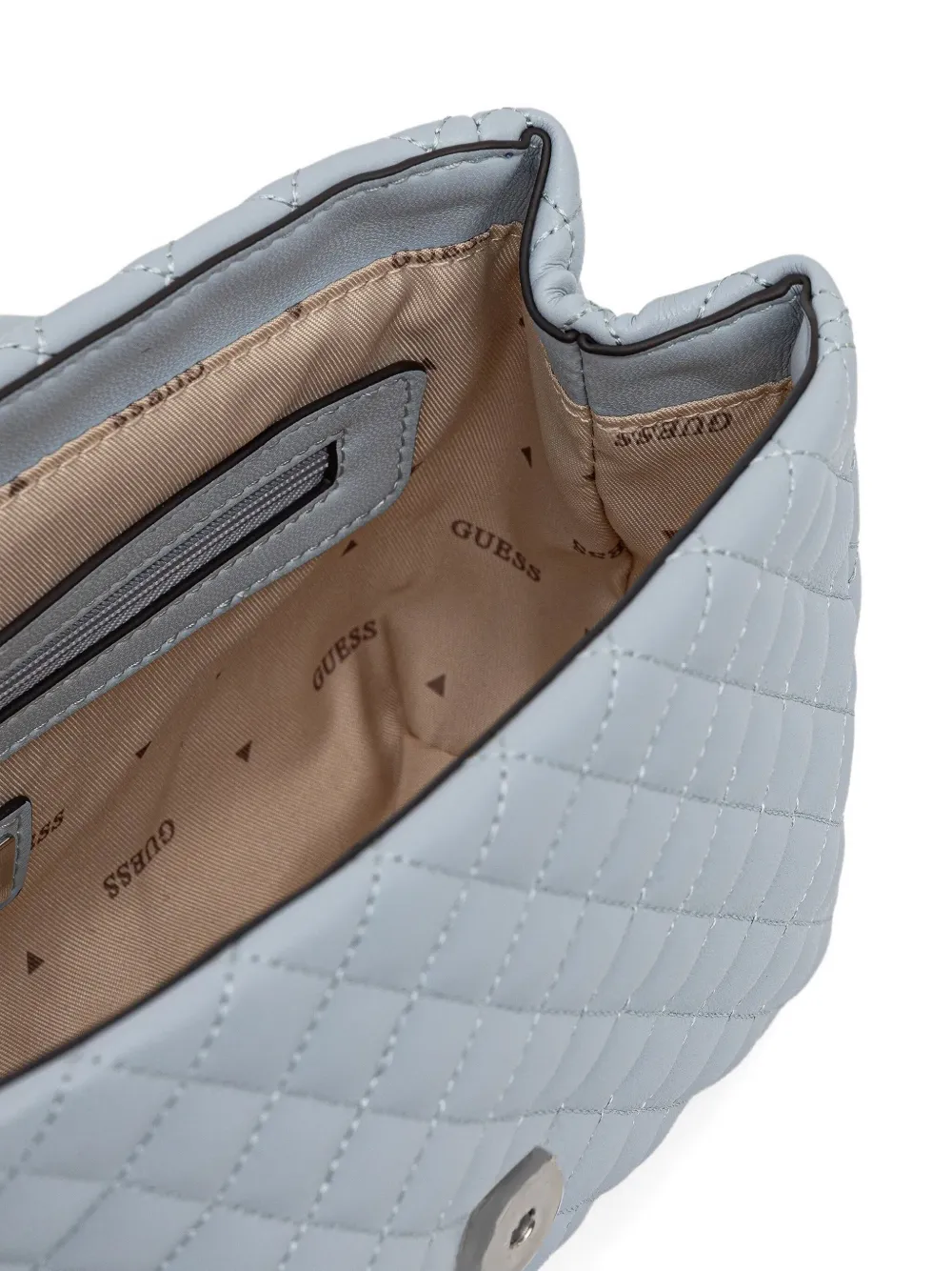 Guess Usa Mini Everlee Quilted Floral-appliqué Shoulder Bag In Gray