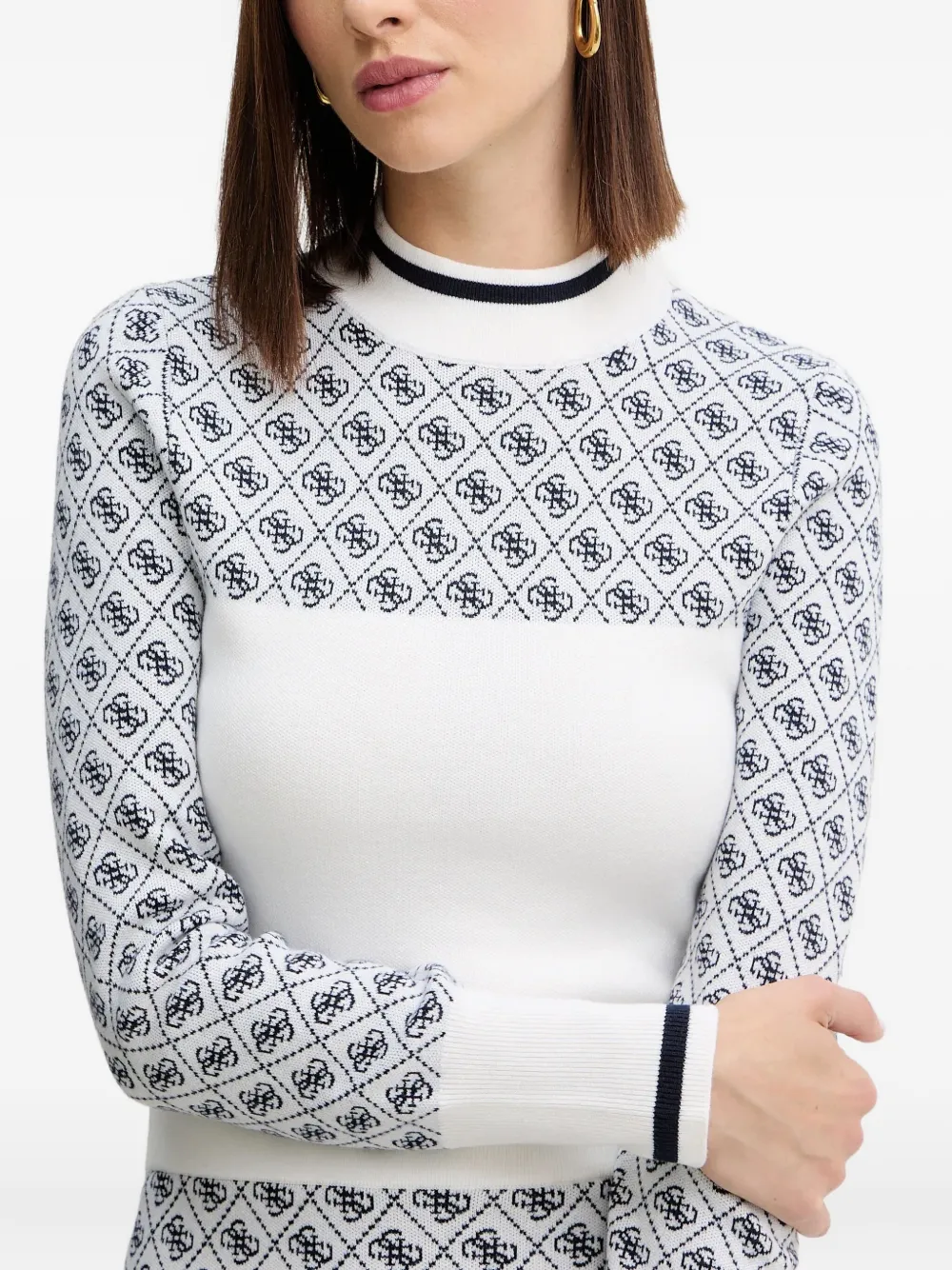 Guess Usa Logo-patterned Sweater In White