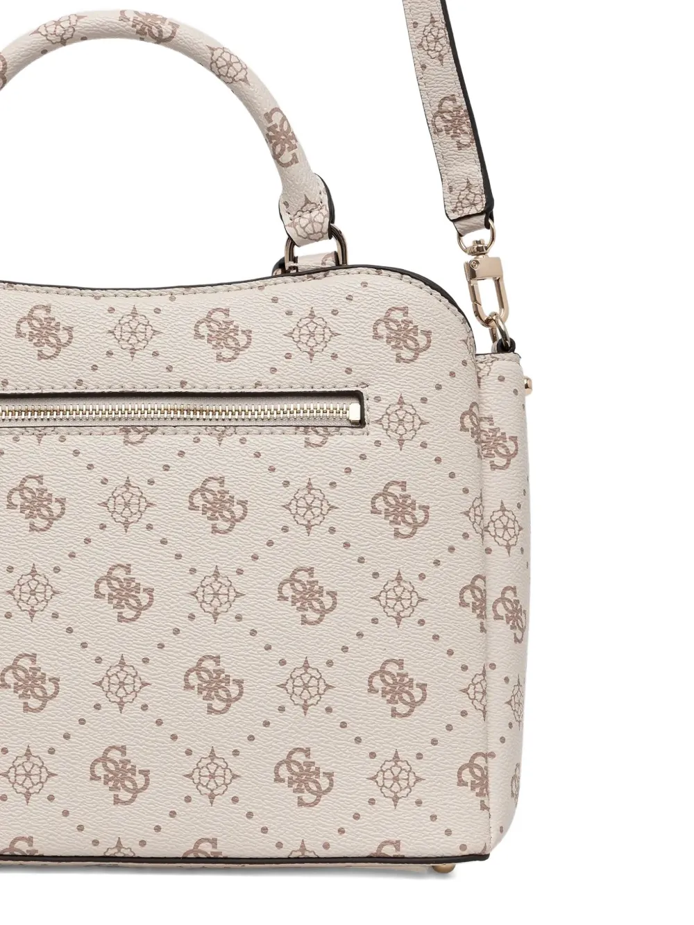 Guess Usa Monogram Charm-detail Tote Bag In Neutral