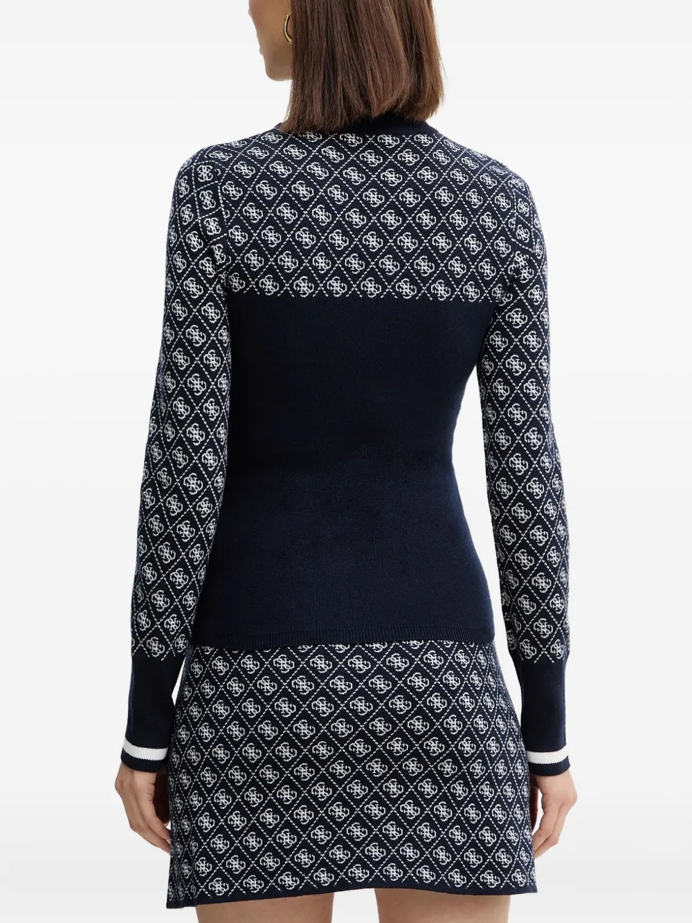 Guess Usa Patterned Long-sleeve Sweater In Blue
