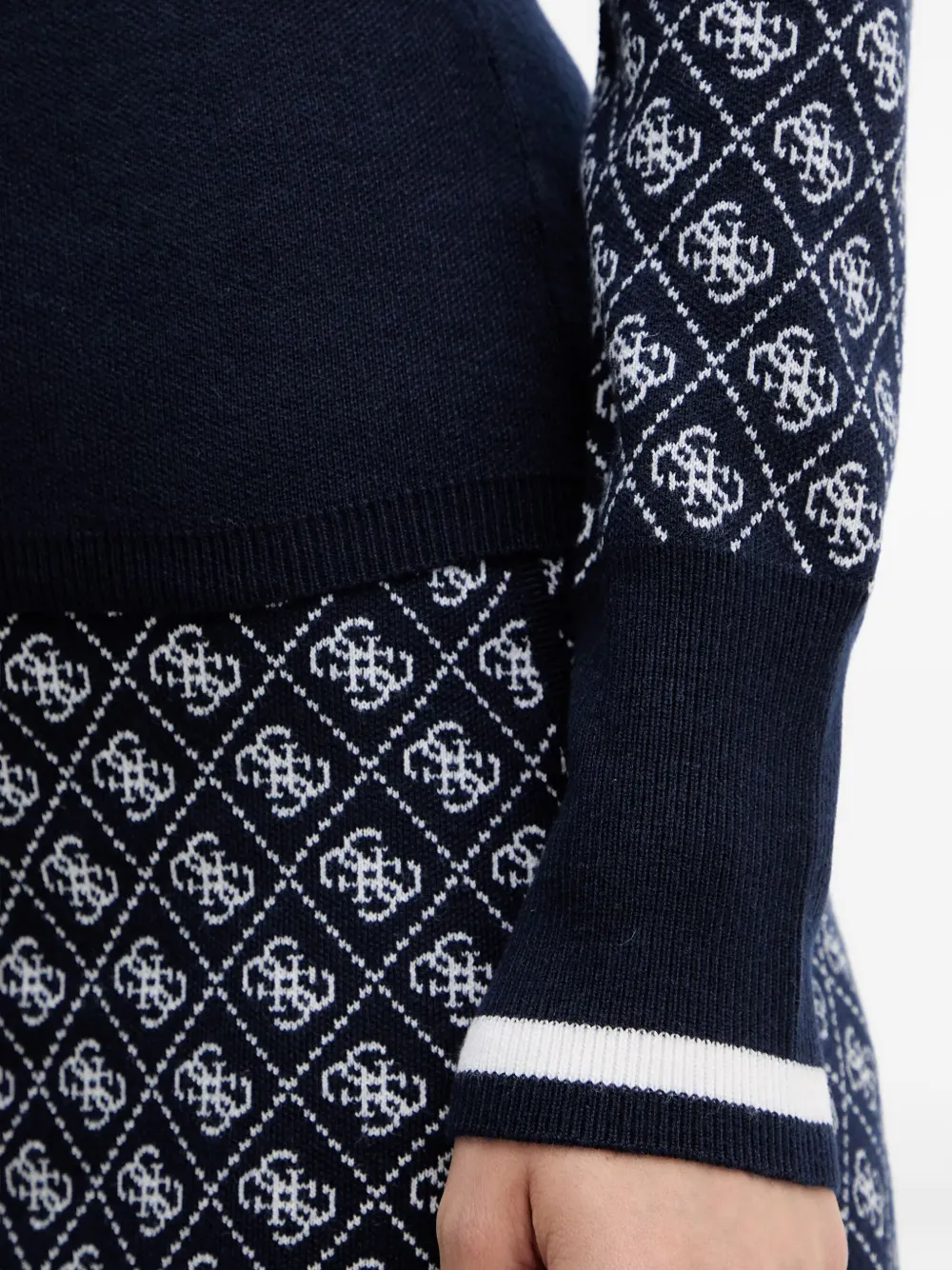 Guess Usa Patterned Long-sleeve Sweater In Blue