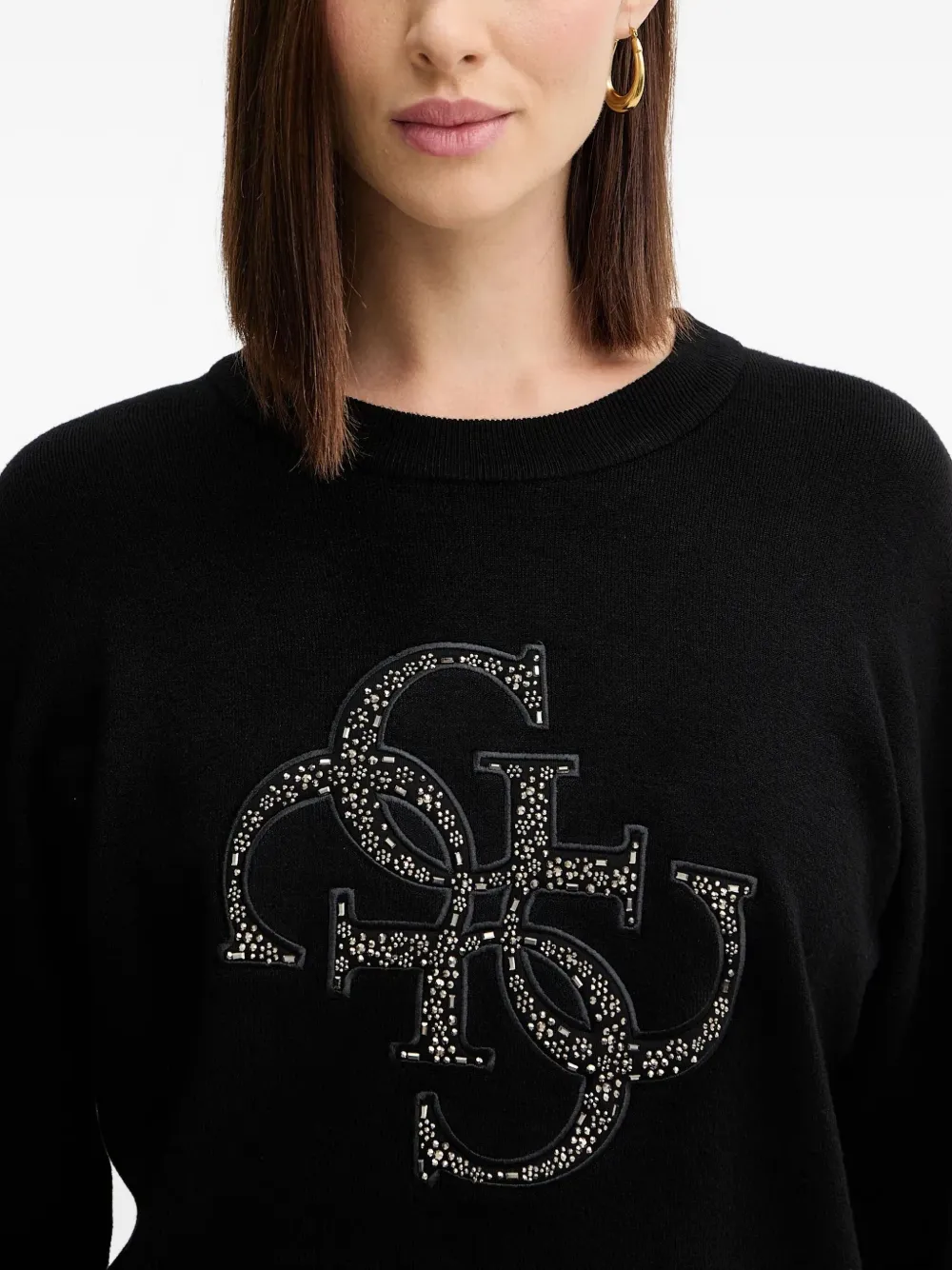 Guess Usa Logo-appliqué Sweater In Black