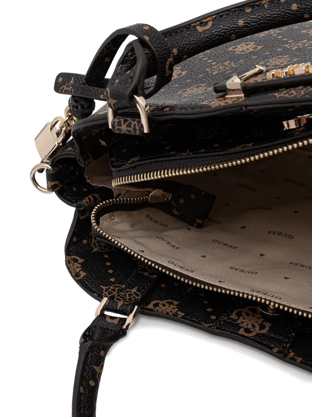 Guess Usa Silia Monogram Logo-plaque Tote Bag In Black