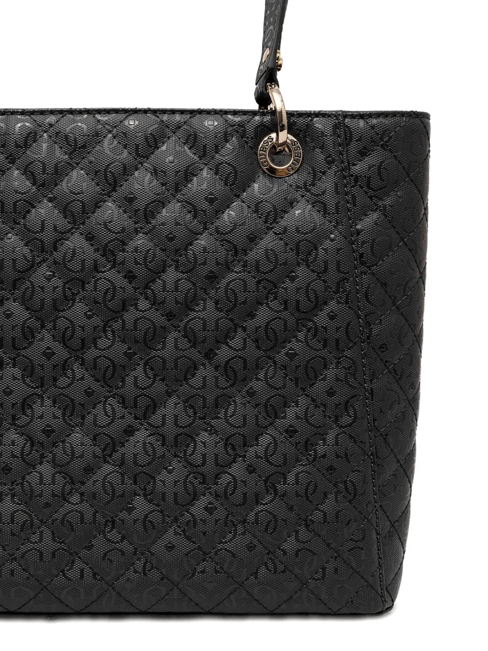 Guess Usa Idra Quilted Heart-charm Tote Bag In Black