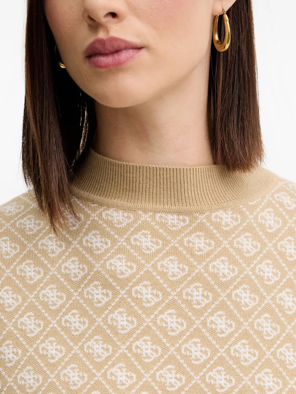 Guess Usa Patterned High-neck Sweater In Neutral