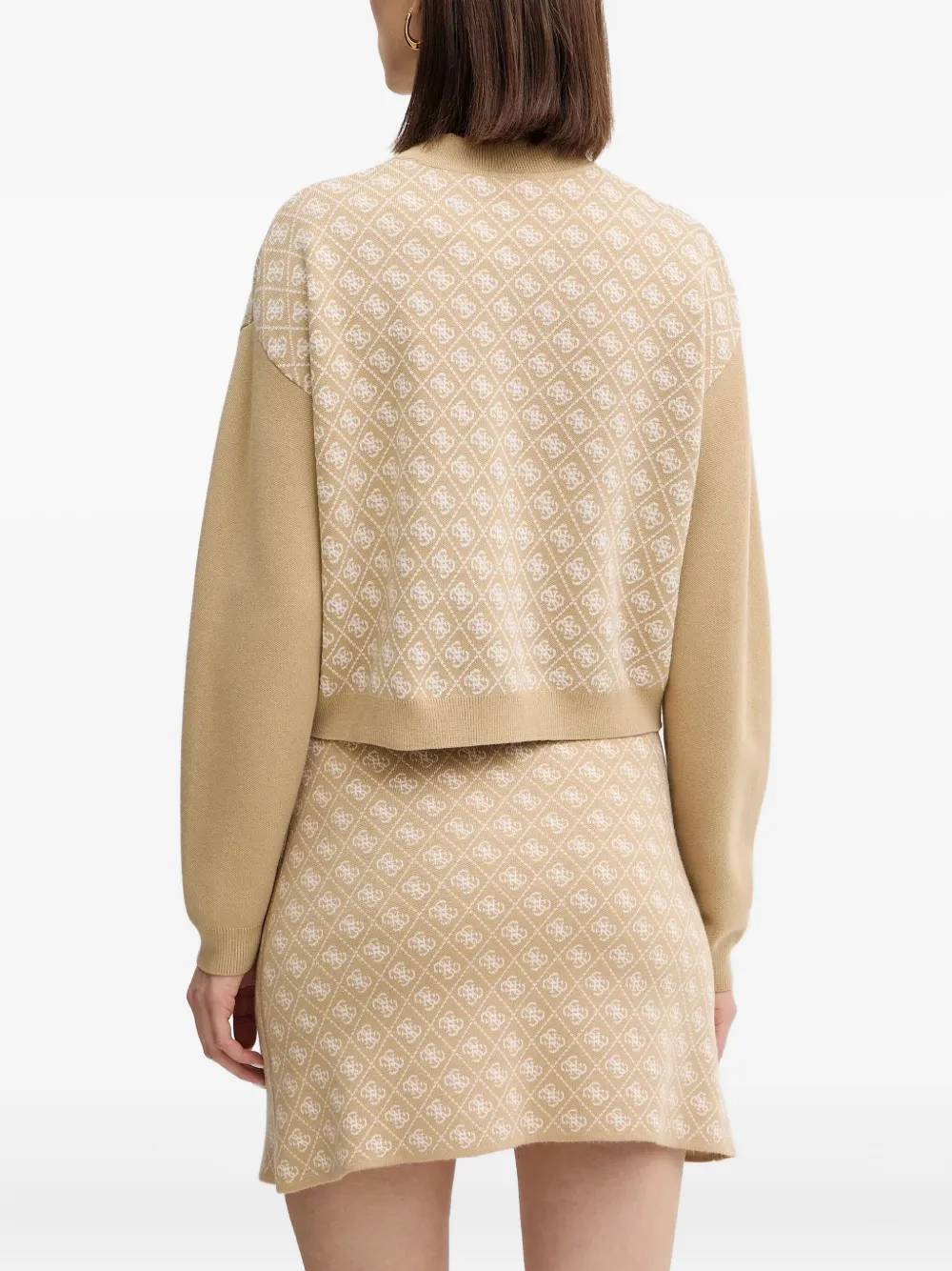 Guess Usa Patterned High-neck Sweater In Neutral