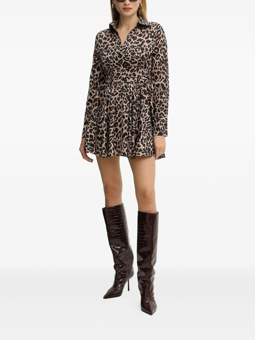 Guess Usa Animal-print Mini Dress In Brown