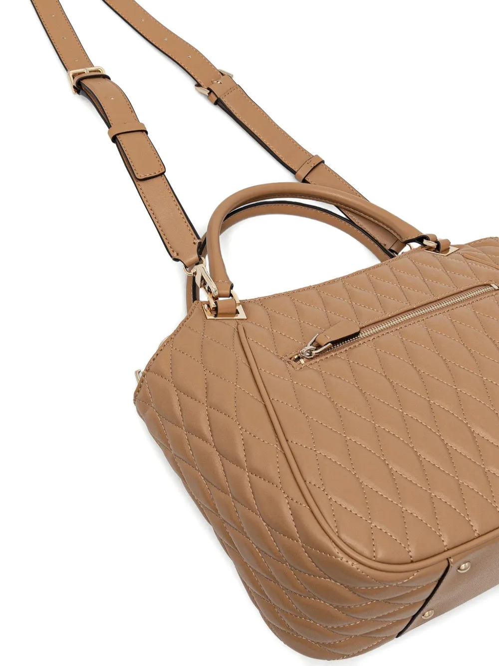 Guess Usa Valla Quilted Charm Tote Bag In Neutral
