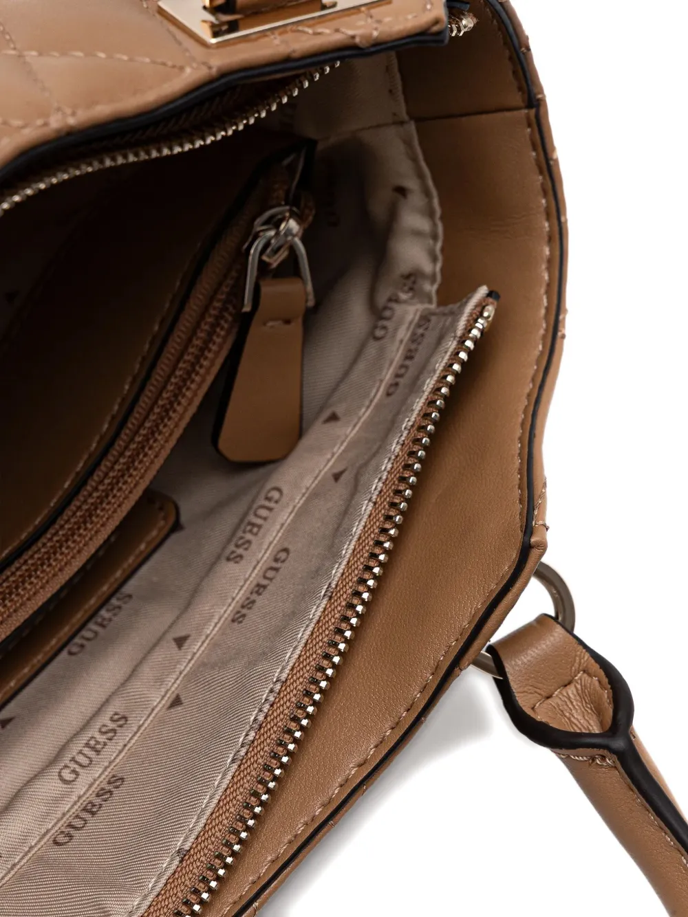 Guess Usa Valla Quilted Charm Tote Bag In Neutral