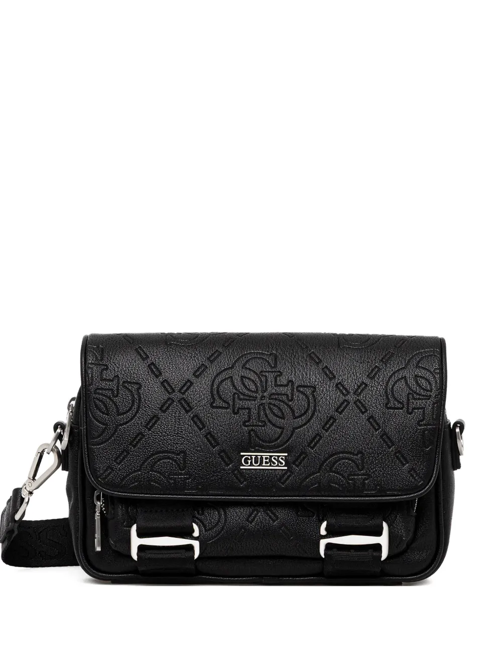 GUESS USA embossed flap shoulder bag - Nero