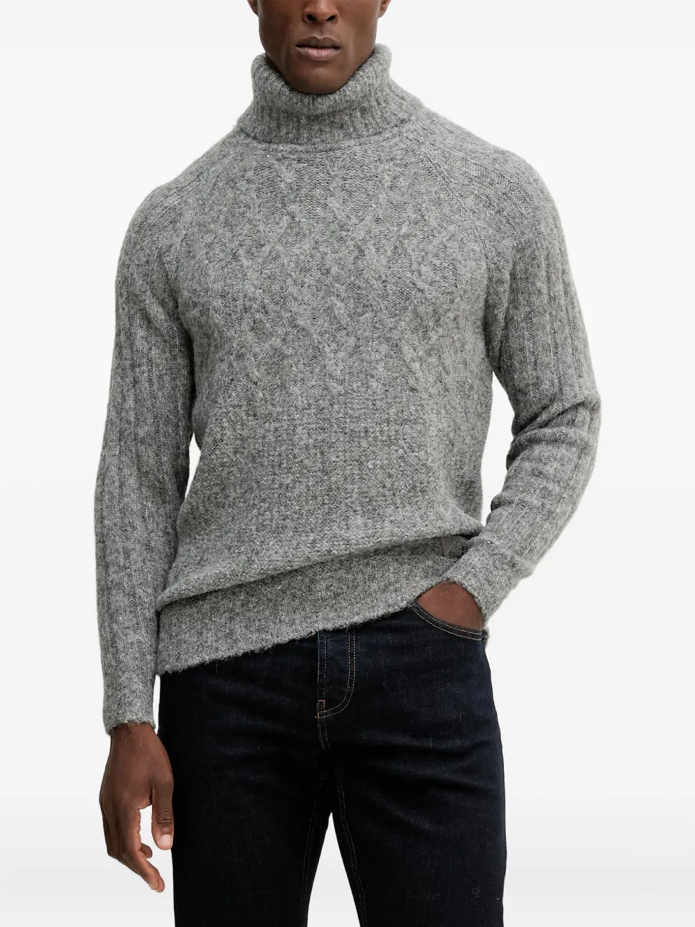 GUESS USA pull en maille torsadée à col roulé | gris | Image 1