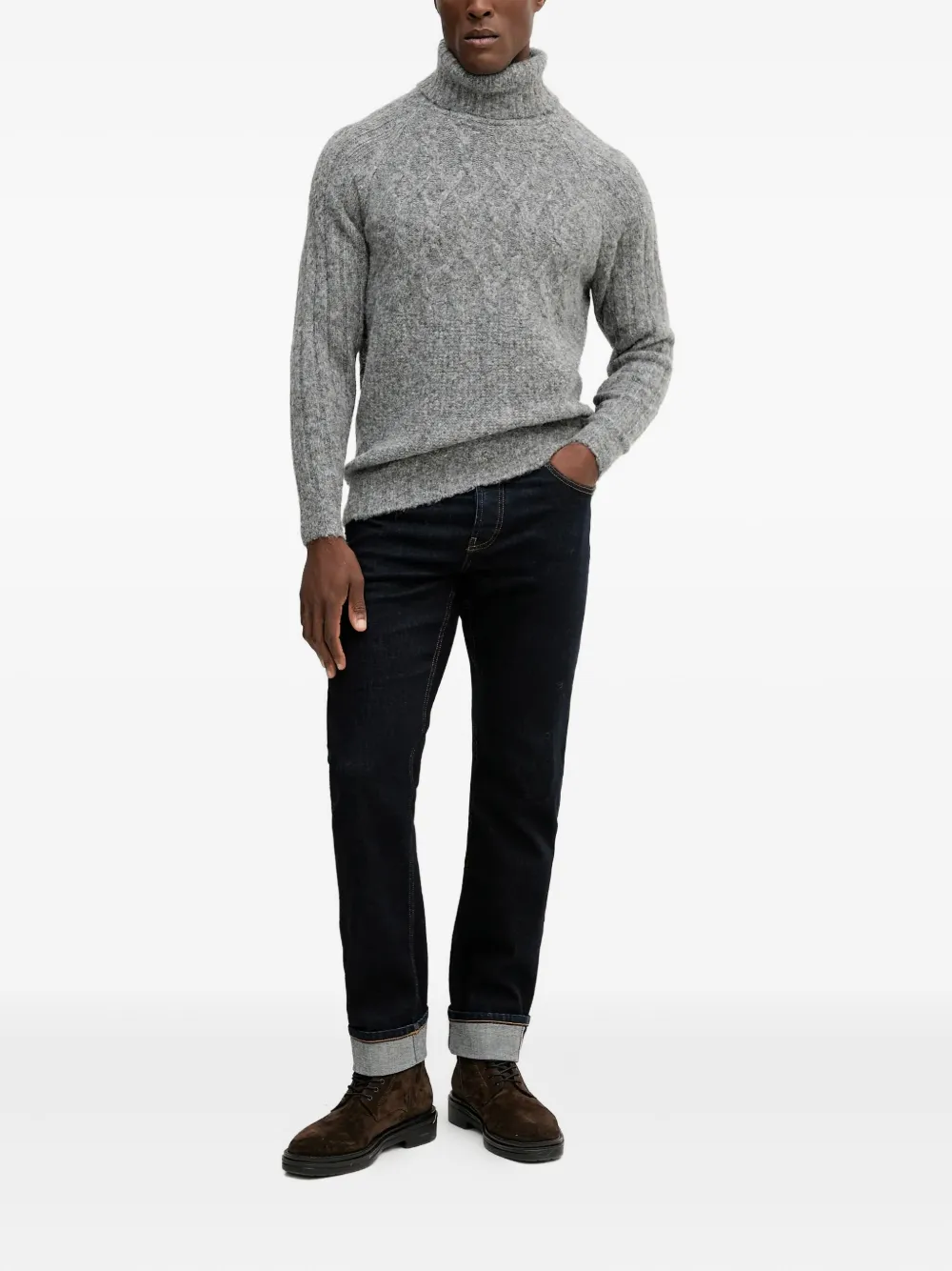 GUESS USA Kabelgebreide coltrui - Grijs