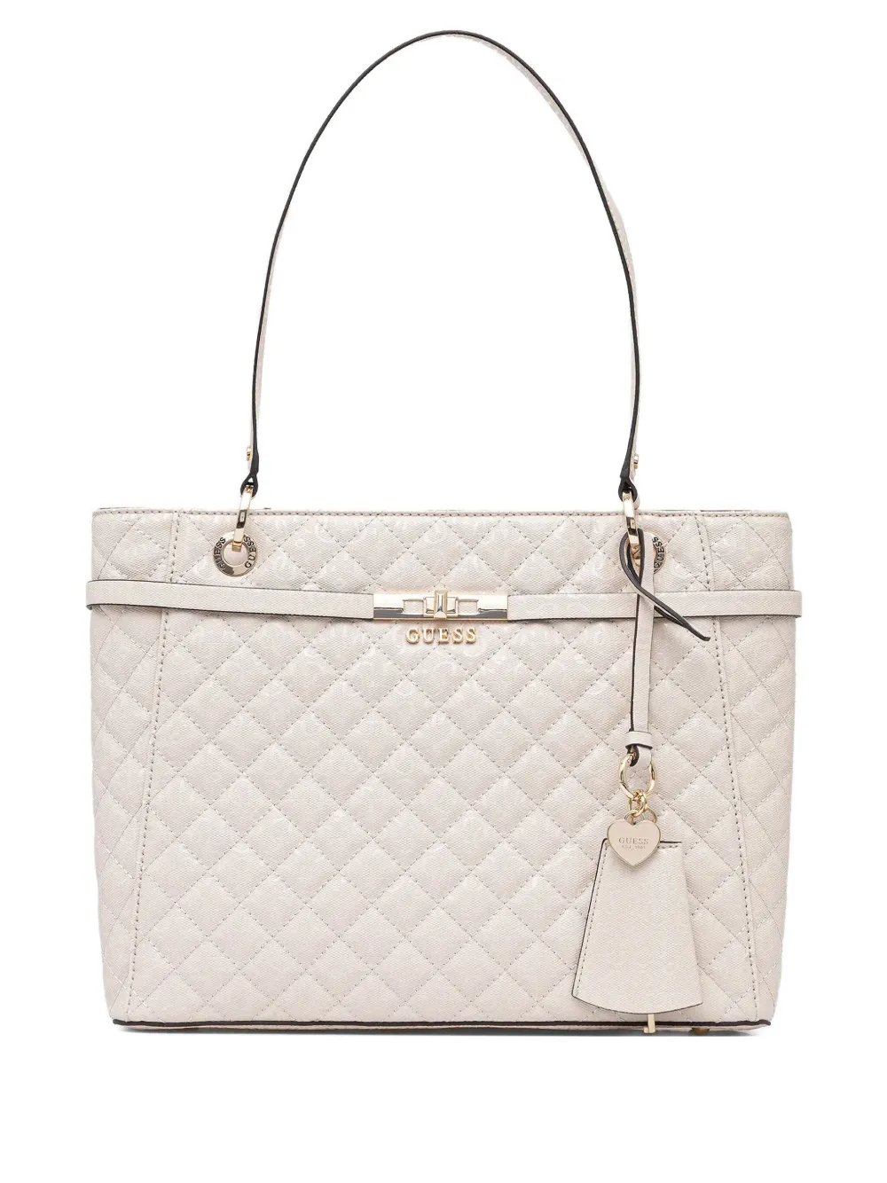 GUESS USA quilted charm-detail shoulder bag - ニュートラル GUESS USA quilted charm-detail shoulder bag - ニュートラル