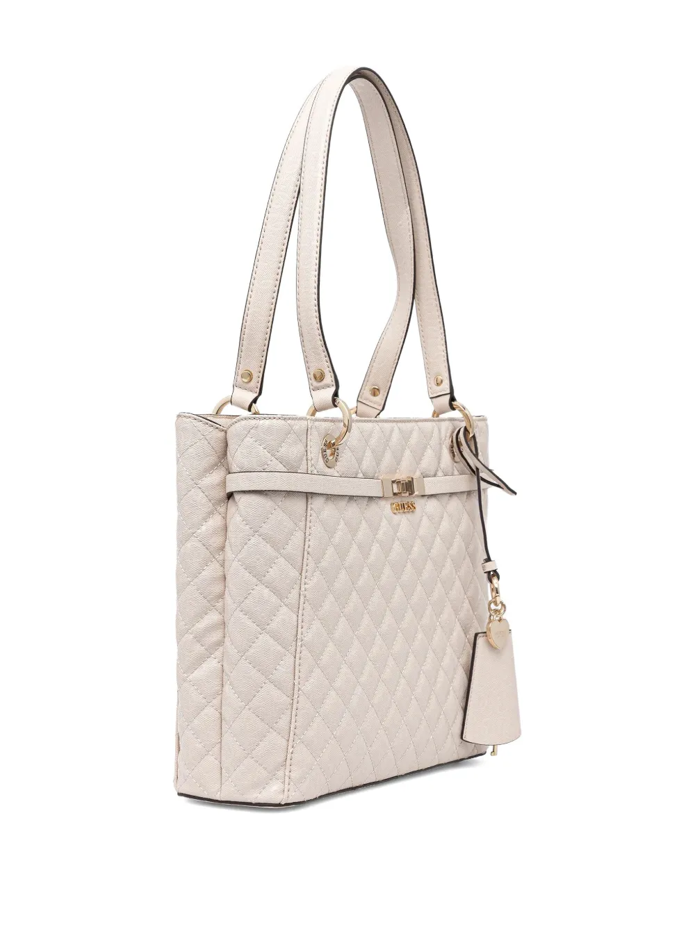GUESS USA quilted charm-detail shoulder bag - Beige