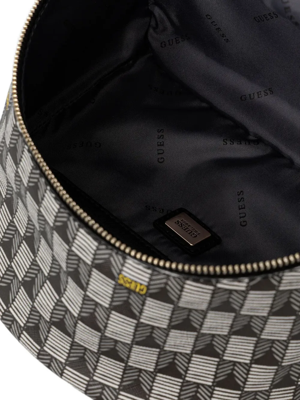 Guess Usa Follie Geometric-pattern Zip Backpack In Gray