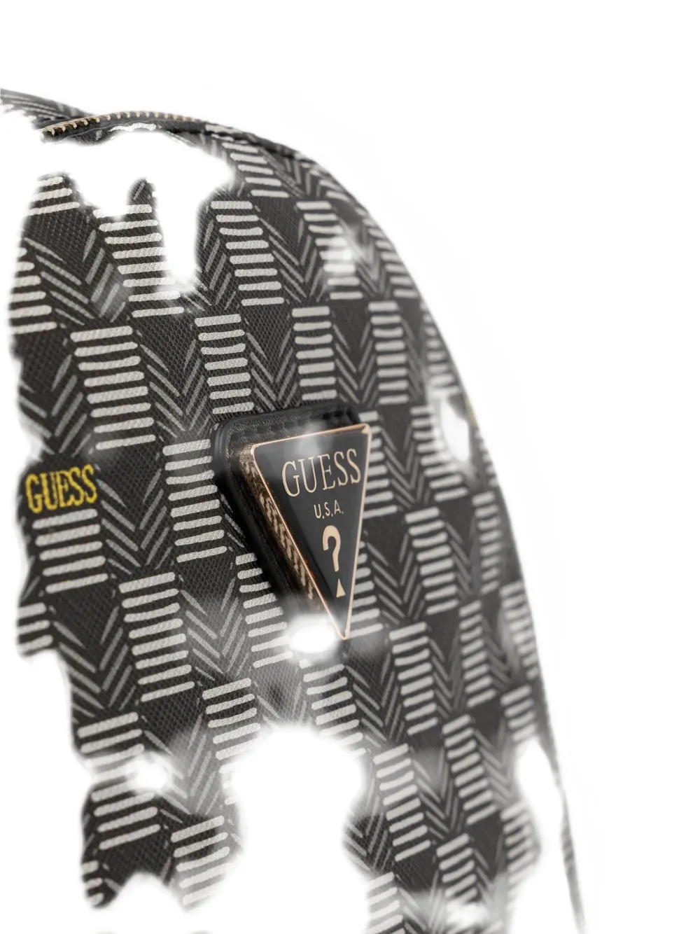 Guess Usa Follie Geometric-pattern Zip Backpack In Gray