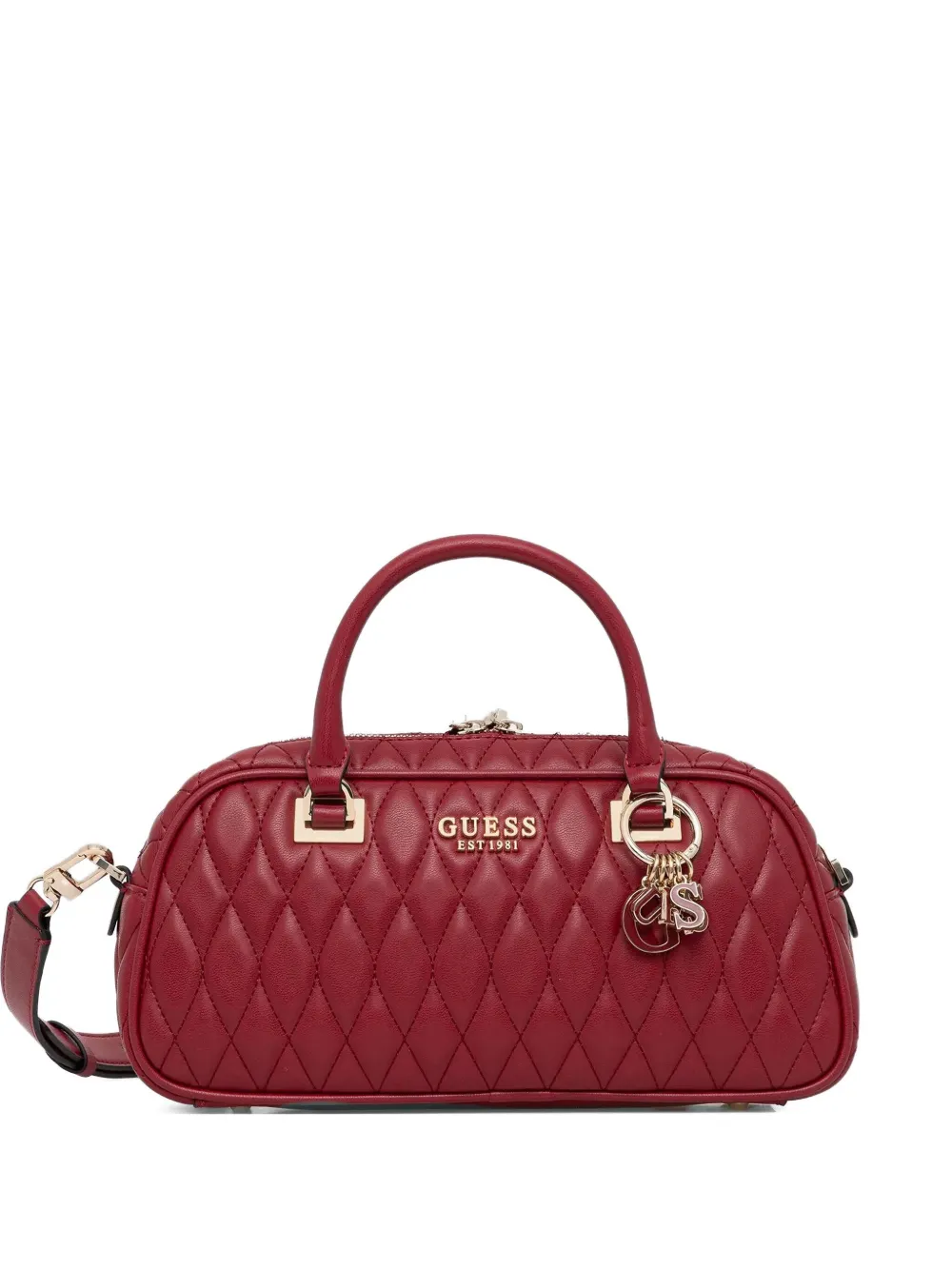 Guess Usa Quilted Charm-detail Tote Bag In Red