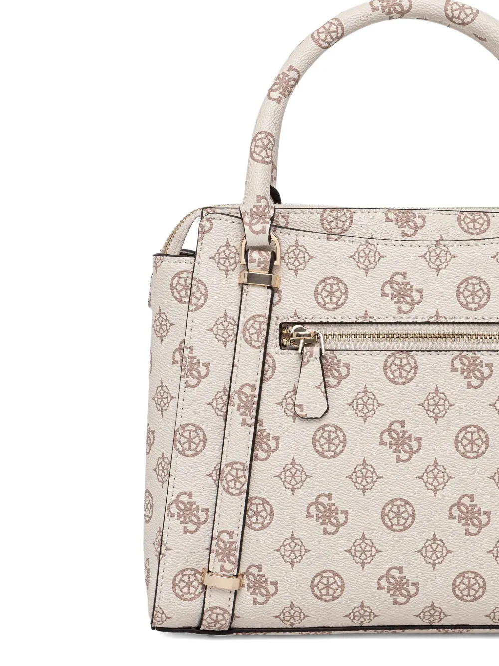 Guess Usa Monogram Charm-detail Tote Bag In Neutral