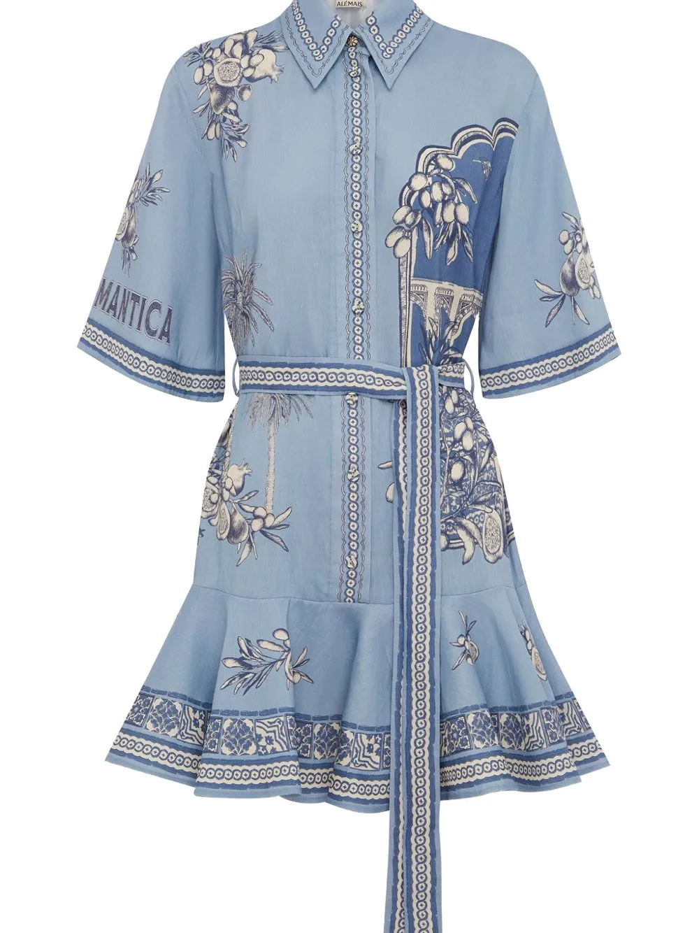 ALEMAIS belted printed mini dress - Blauw