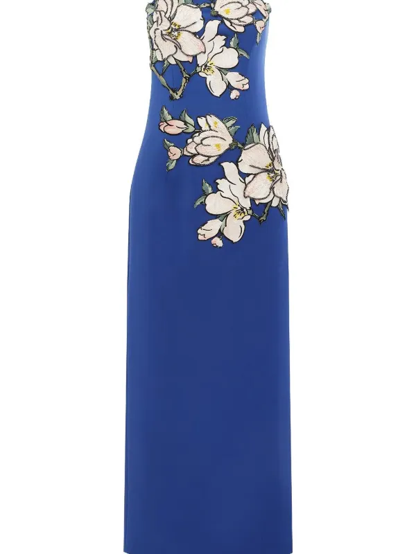 leo lin blue dress Rayna Appliqu Bustier Maxi Dress