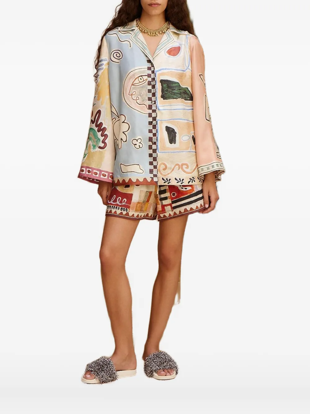 Alemais Michelle Silk Shirt In Neutral