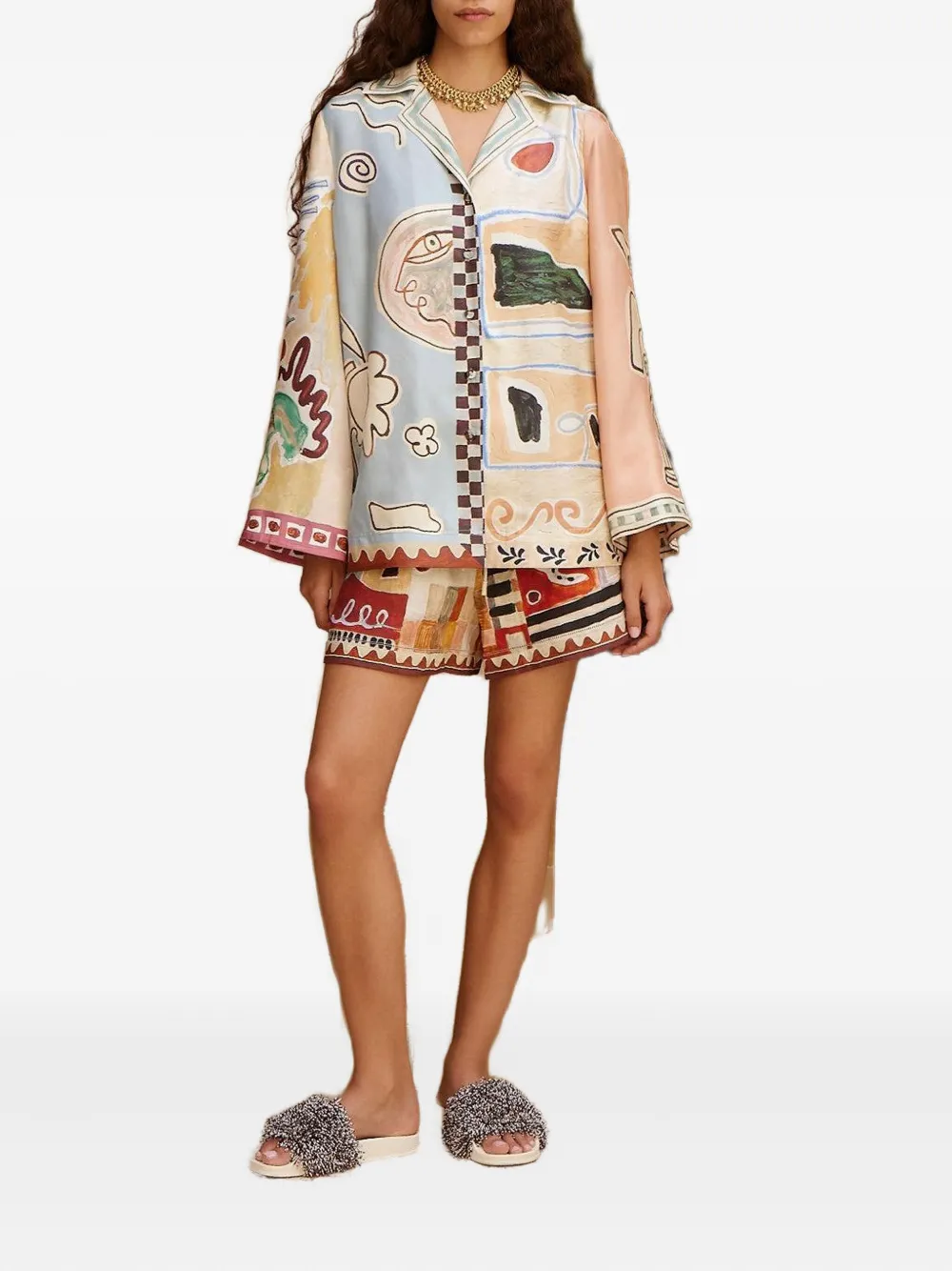 Alemais Michelle Silk-twill Shirt In Neutral