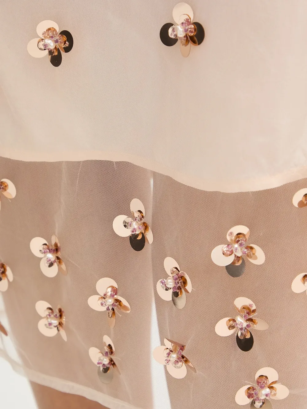 Forte Midi-rok met geborduurd detail Beige