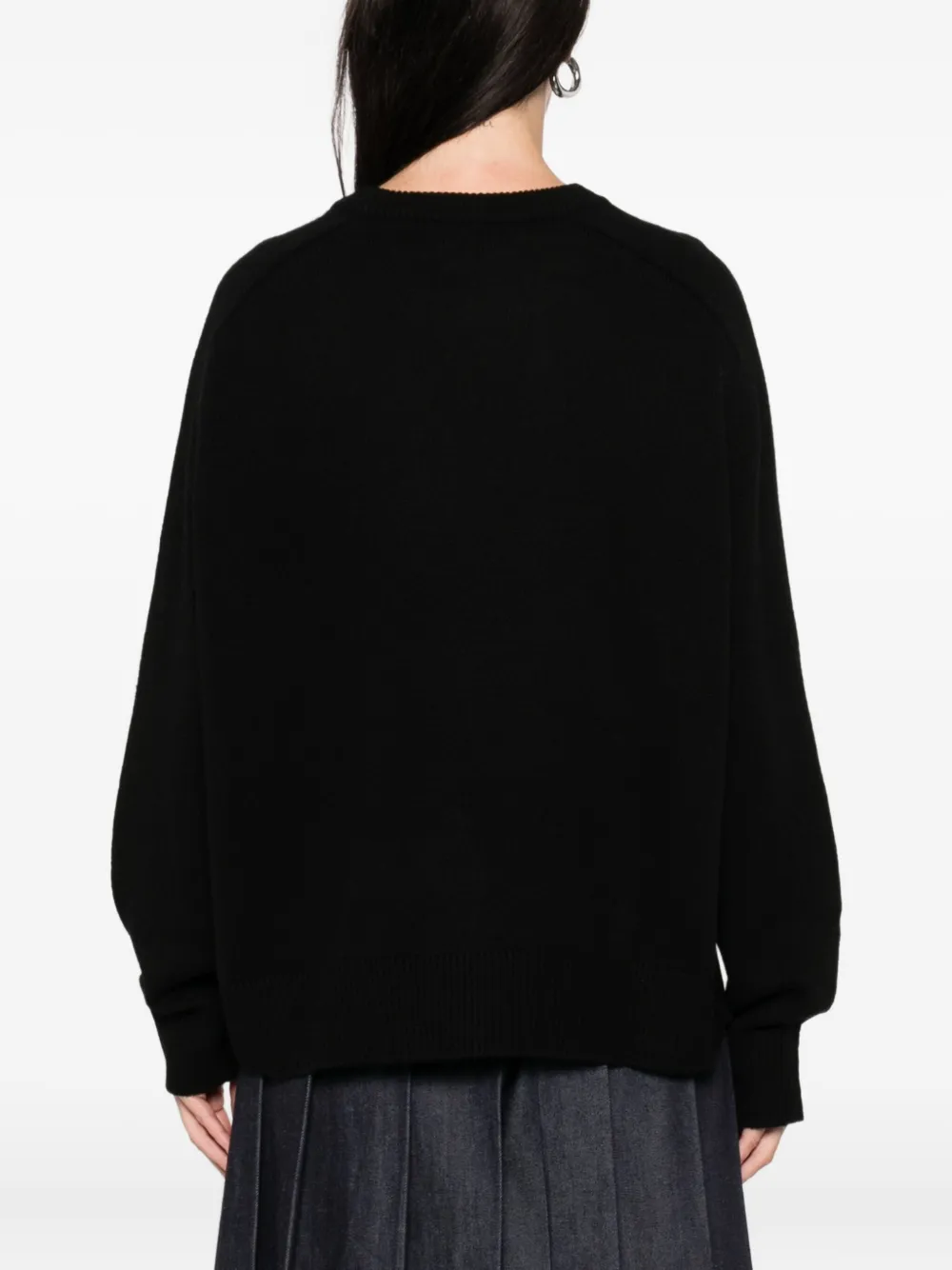 Soft Goat Boyfiend Crew-neck Knitwear In Black