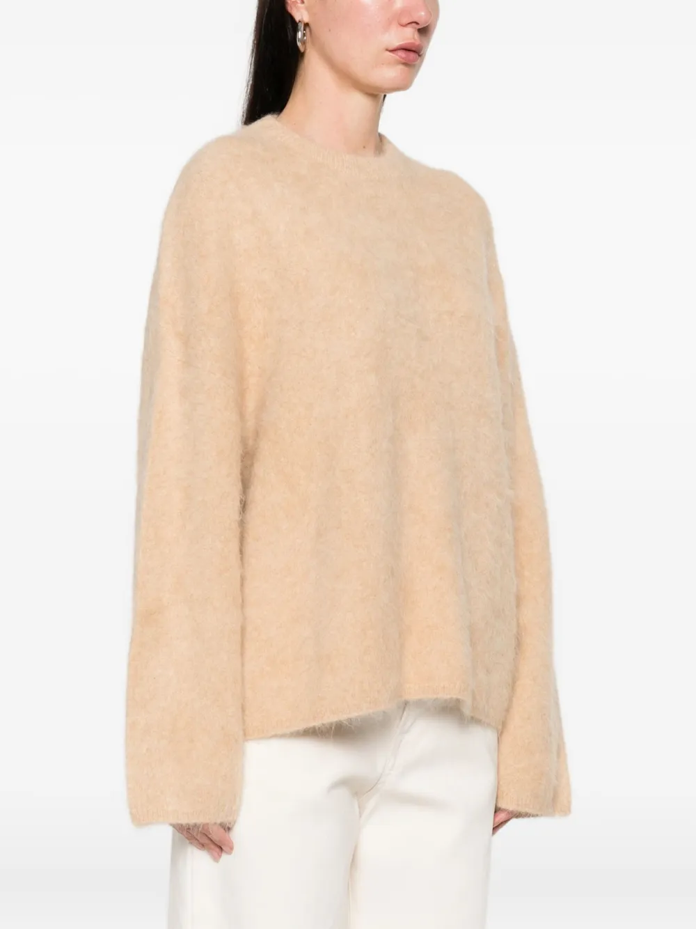 Soft Goat Crew-neck Long-sleeve Knitwear In Brown