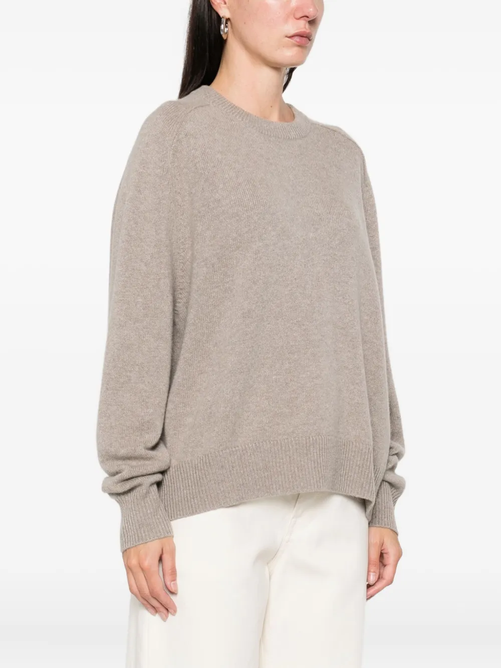Soft Goat Boyfriend Ribbed Crew-neck Knitwear In Gray